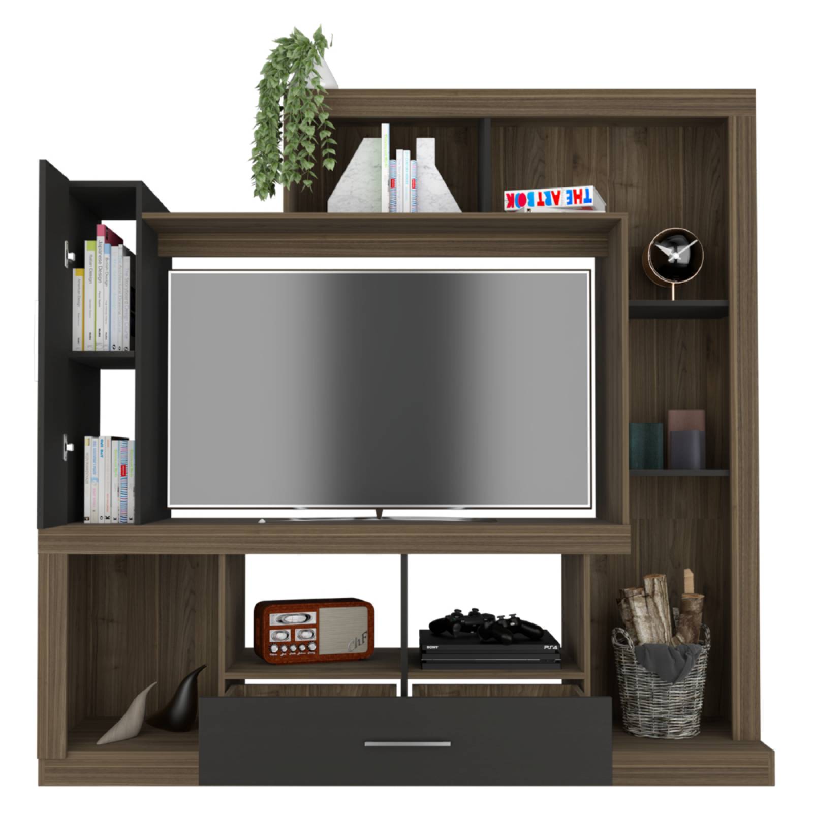 Centro Entretenimiento Alves Bicolor Madera MDP Excelsior