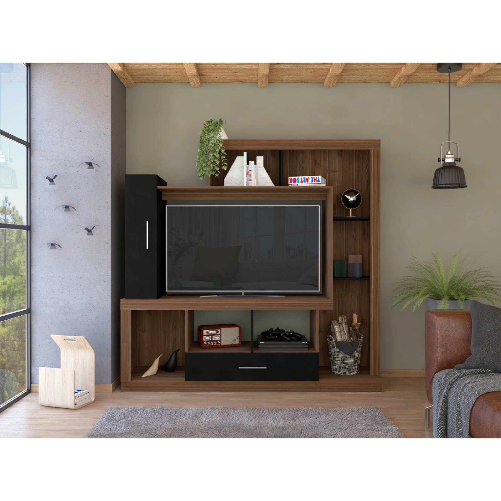 Centro Entretenimiento Alves Bicolor Madera MDP Excelsior