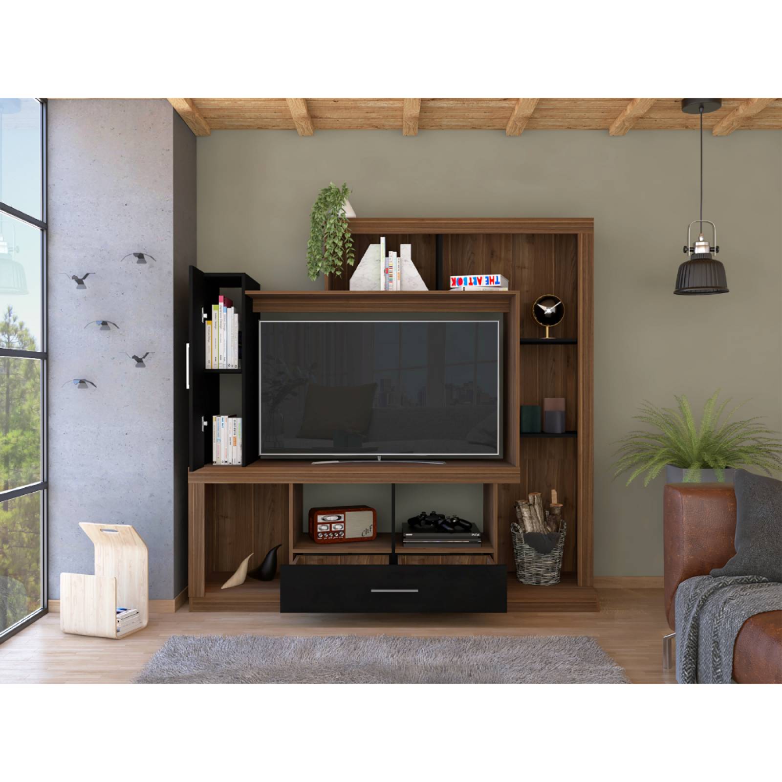 Centro Entretenimiento Alves Bicolor Madera MDP Excelsior