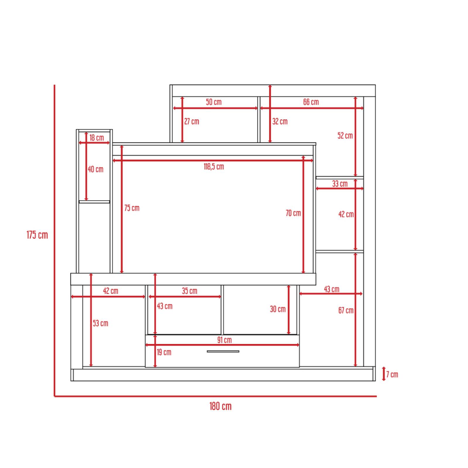 Centro Entretenimiento Alves Bicolor Madera MDP Excelsior