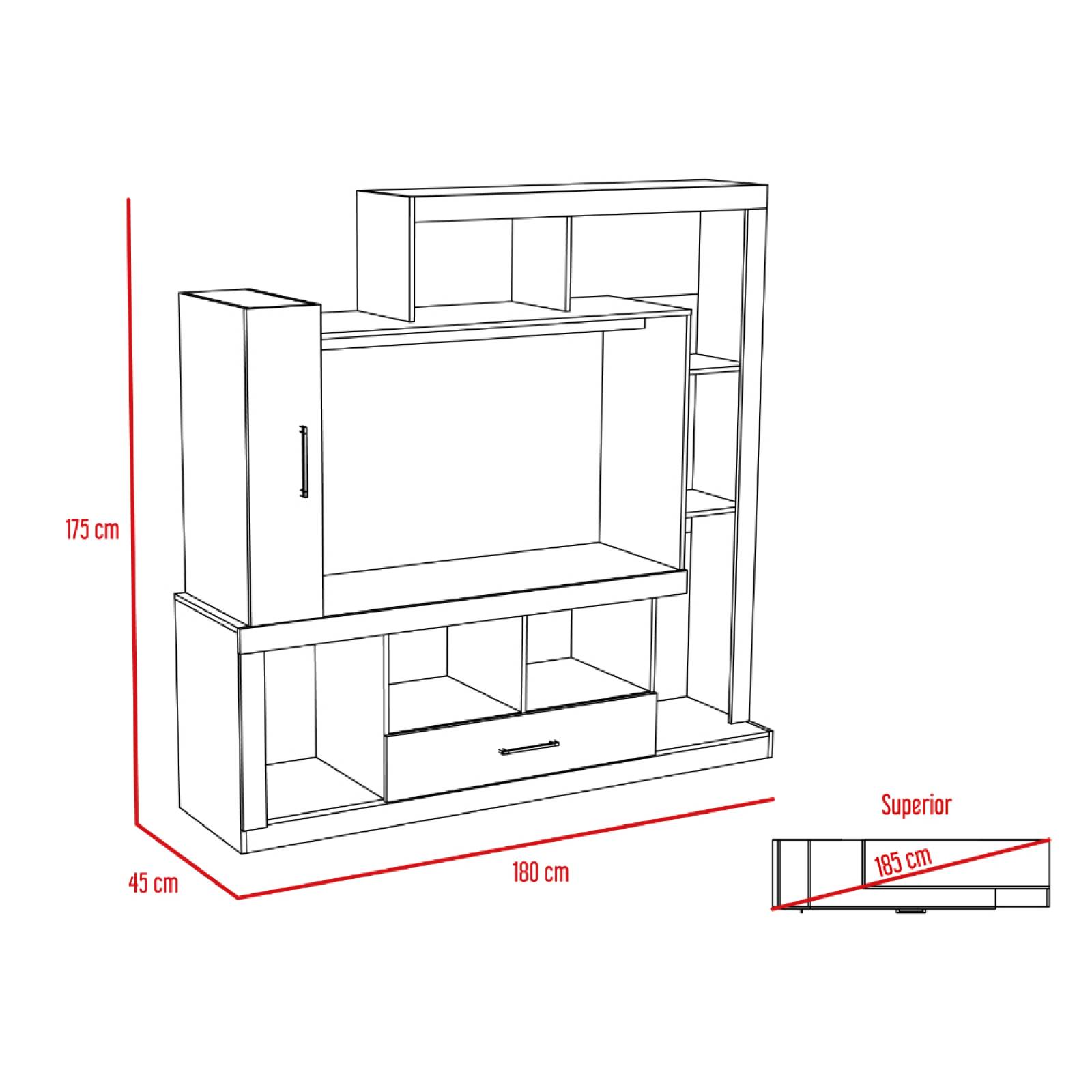 Centro Entretenimiento Alves Bicolor Madera MDP Excelsior