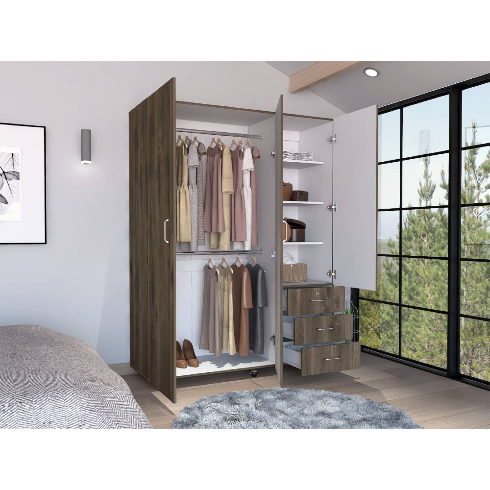 Closet Armable Arizona Bellota Nogal Armario Excelsior