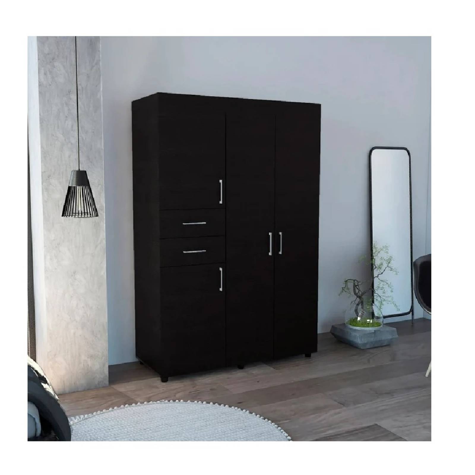 Clóset Valencia 4 Puertas Batientes 2 Cajones Wengue Excelsior