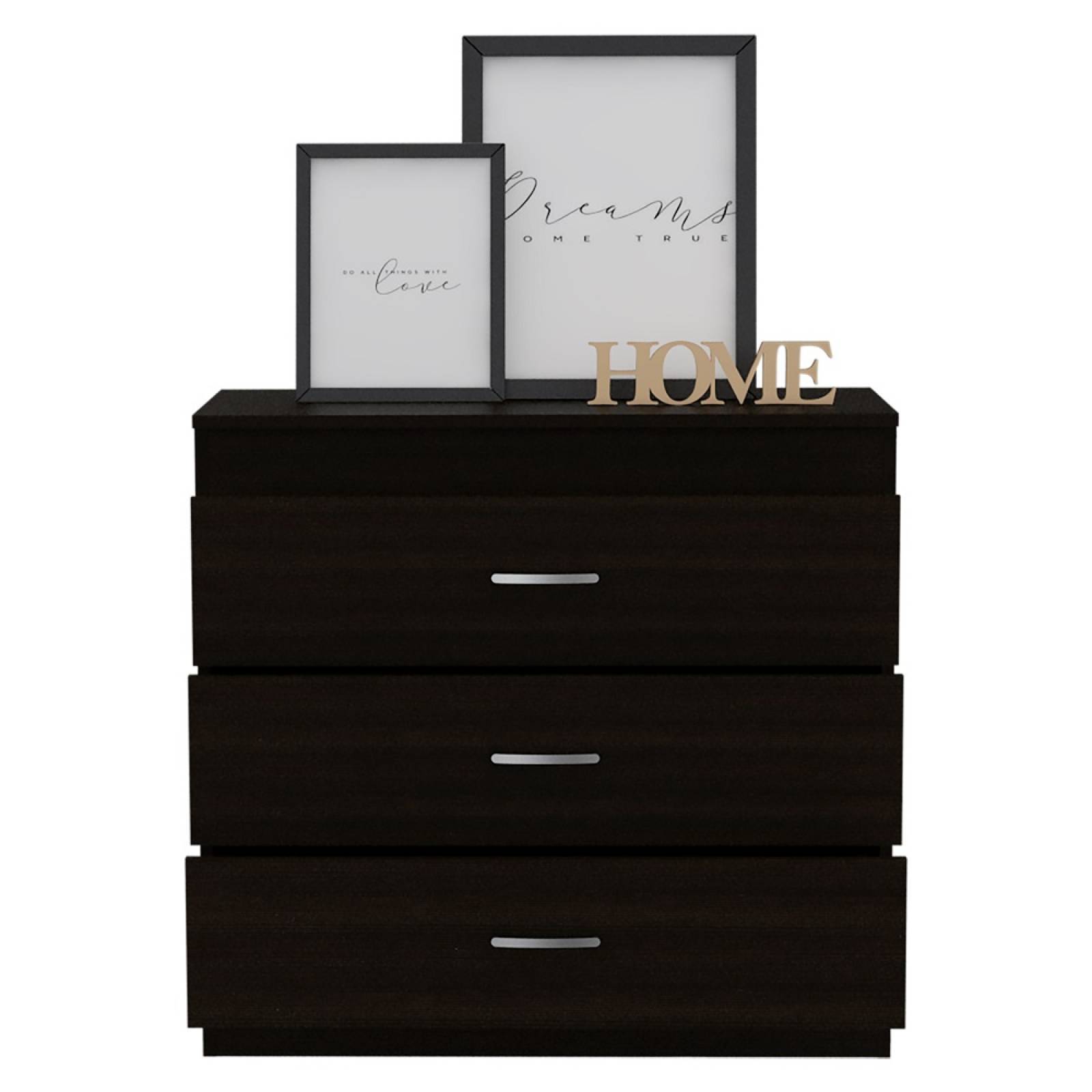 Mueble Cómoda Habitación 3 Cajones Madera Melia Wengue Excelsior