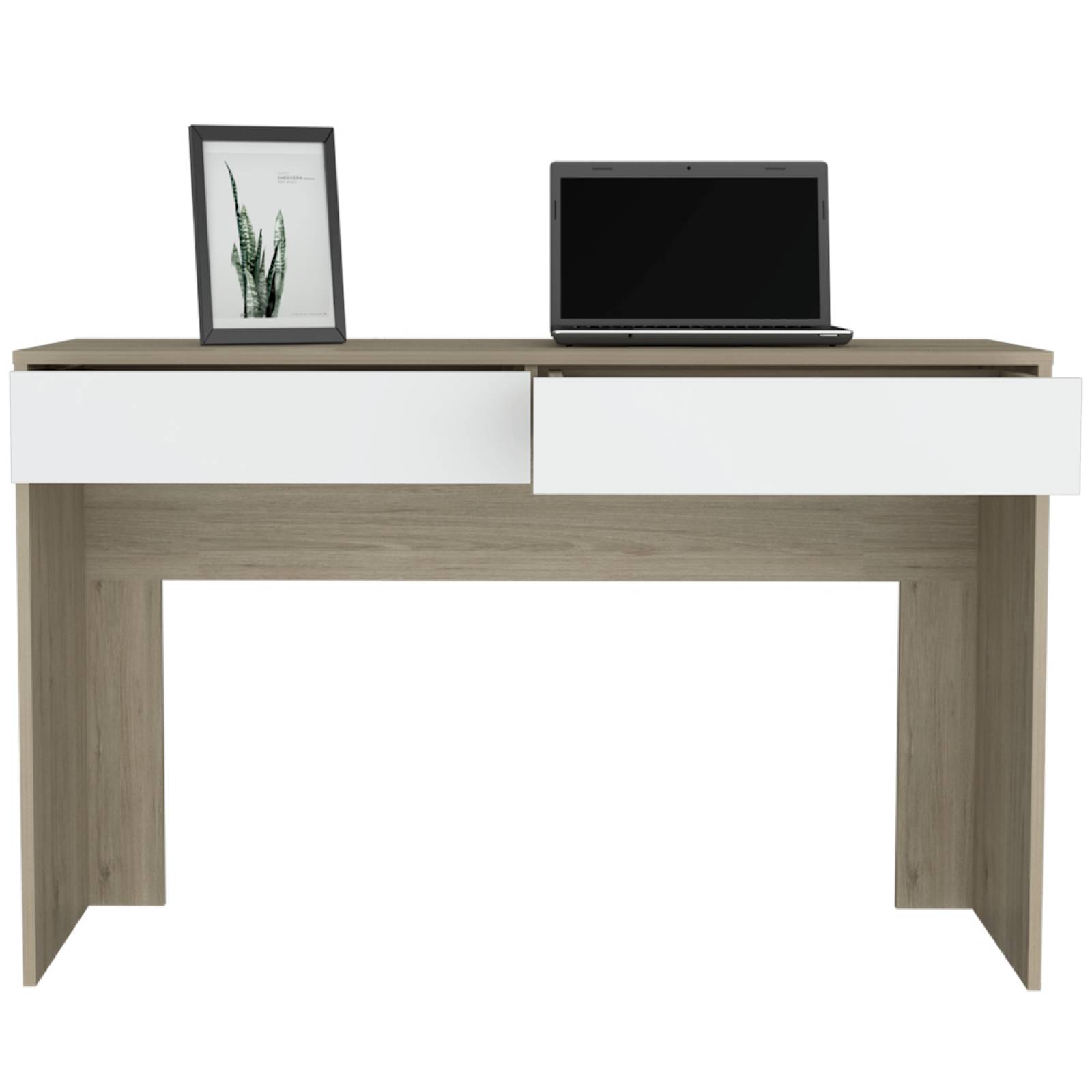 Escritorio Amplio 2 Cajones Oficina Hogar Rovere/Blanco Excelsior