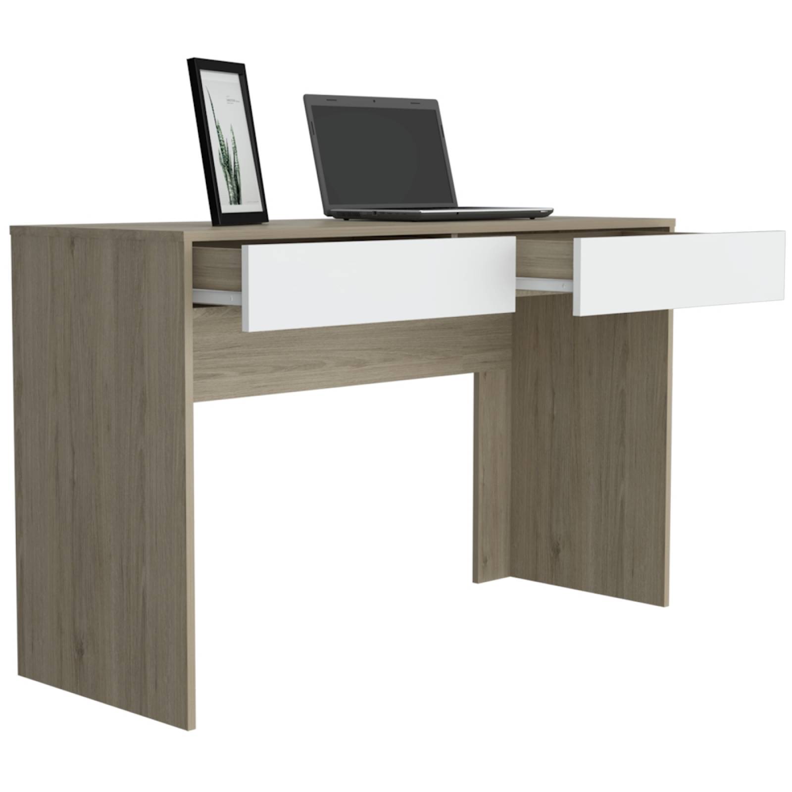 Escritorio Amplio 2 Cajones Oficina Hogar Rovere/Blanco Excelsior