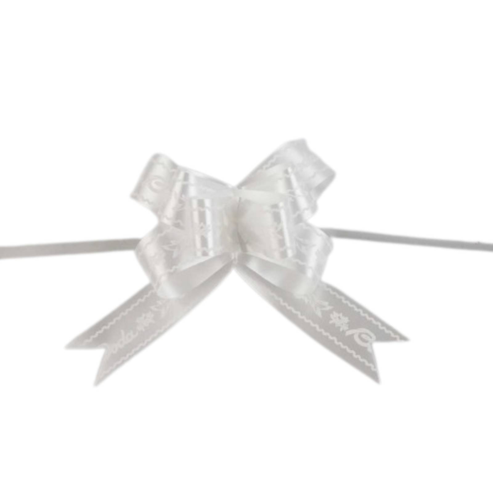 50 Pzas Celomagico Adorno Liston Moño Med Bodas Blanco Celosa