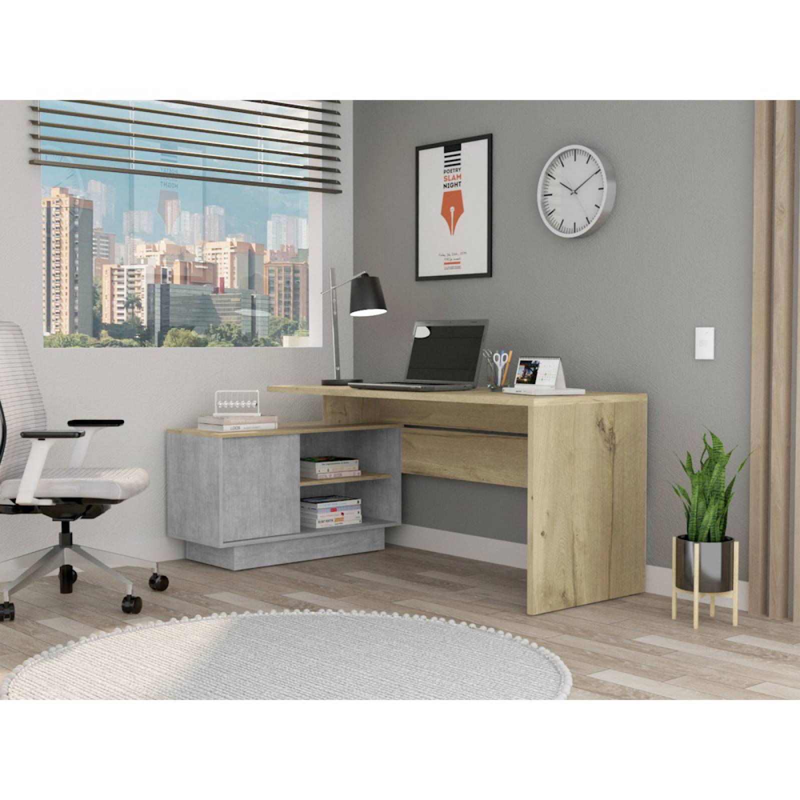 Escritorio L C/2 Entrepaños Madera Café Madera Excelsior