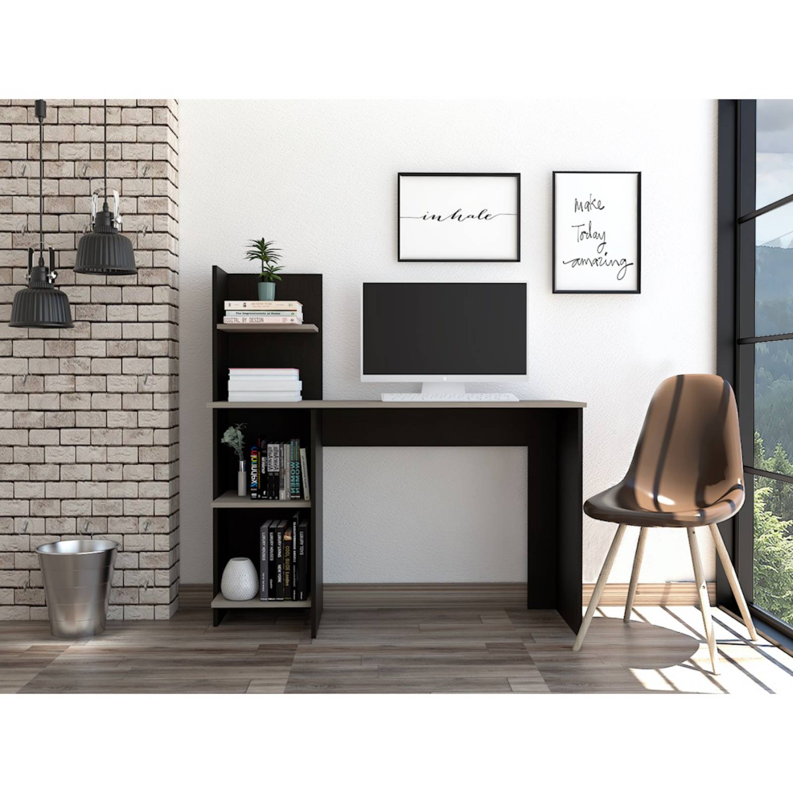 Escritorio C/Entrepaños Libros Madera Wengue Excelsior