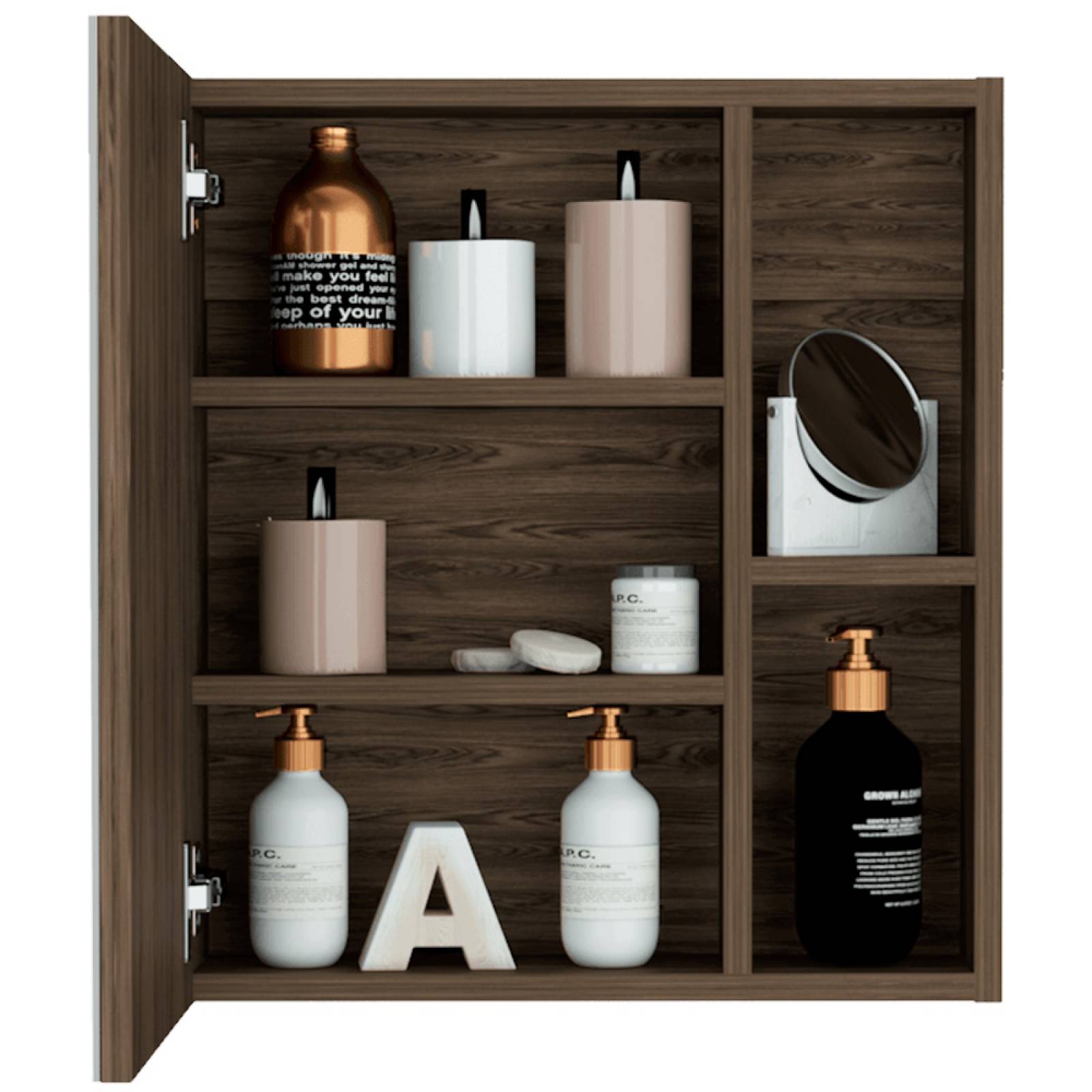 Gabinete Baño C/3 Entrepaños Madera Chocolate Excelsior