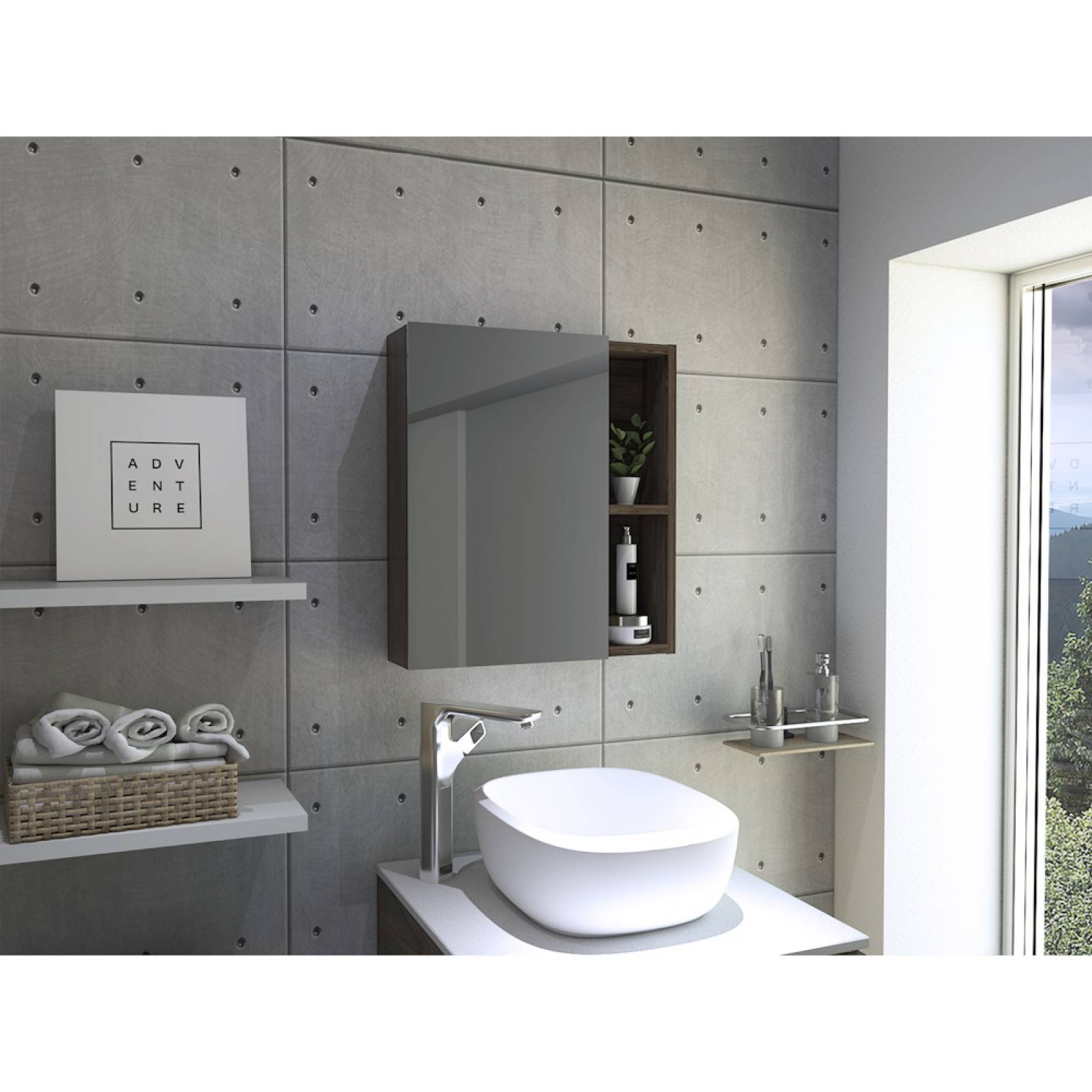 Gabinete Baño C/3 Entrepaños Madera Chocolate Excelsior