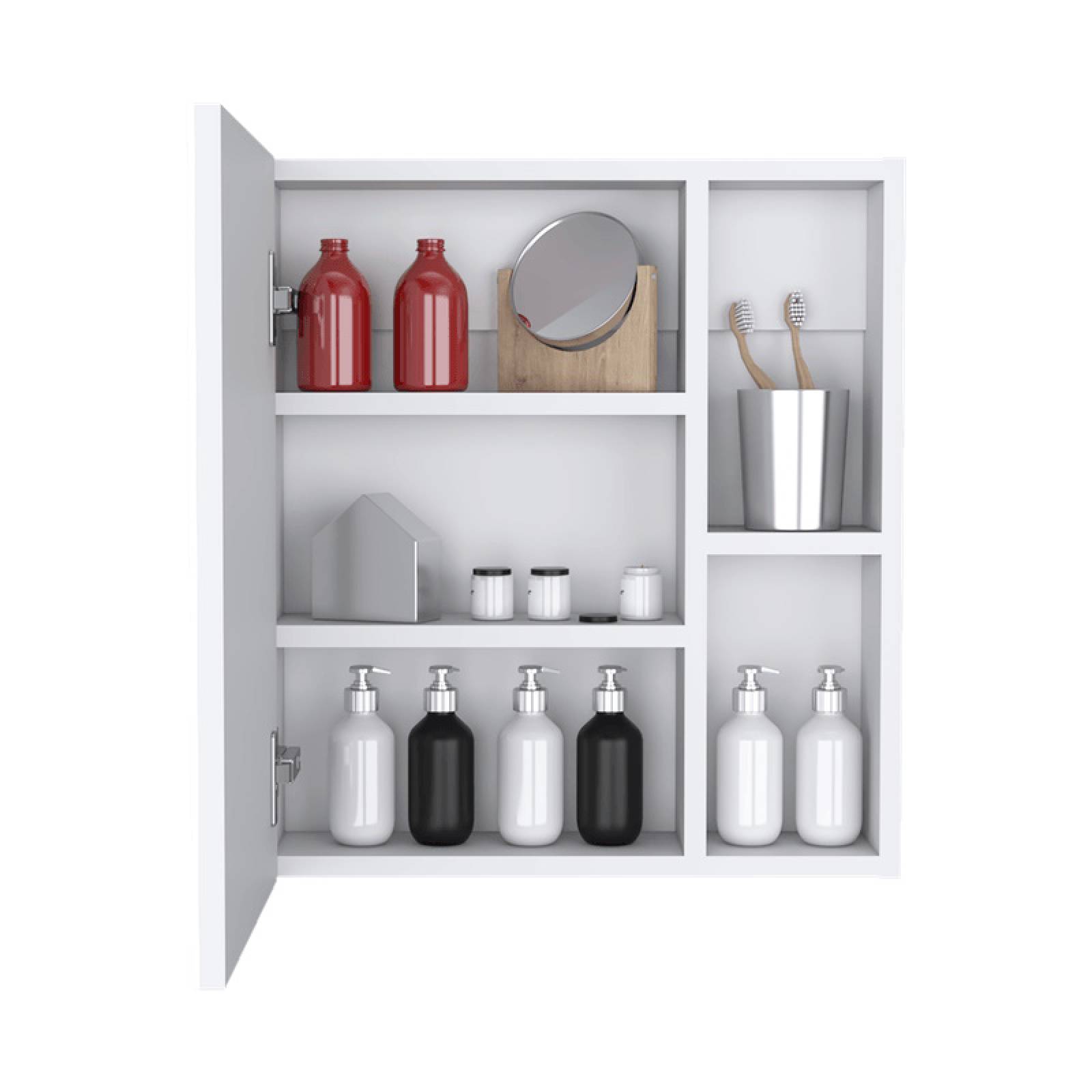 Gabinete Baño Madera C/3 Entrepaños Blanco Perla Excelsior