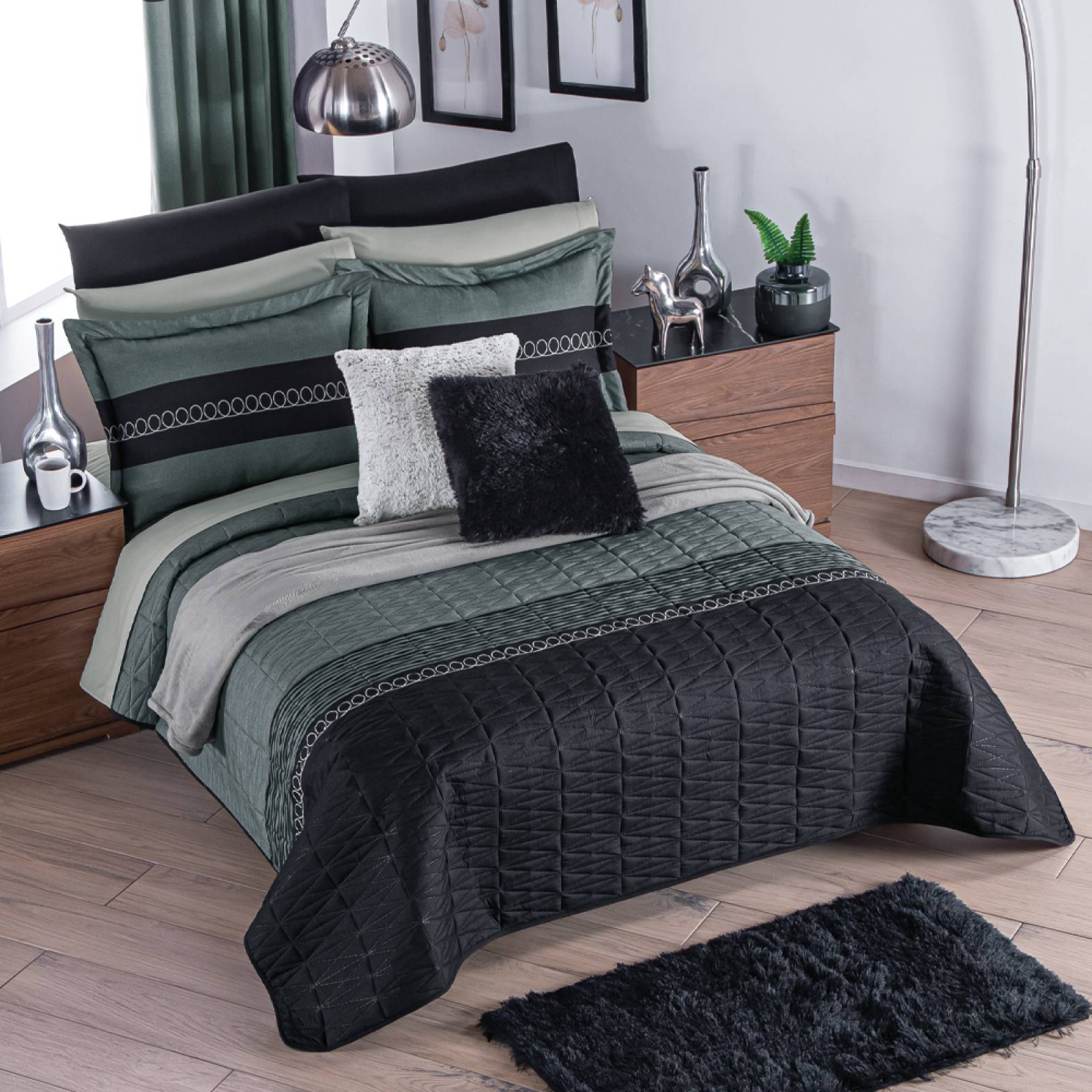 Edredon Matrimonial Queen Con Fundas Neo Onix Concord.