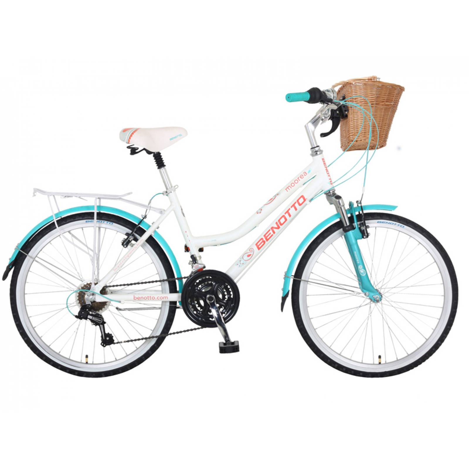 Bicicleta Benotto Moorea Alum FS R24 21V Dama Canast Blanco