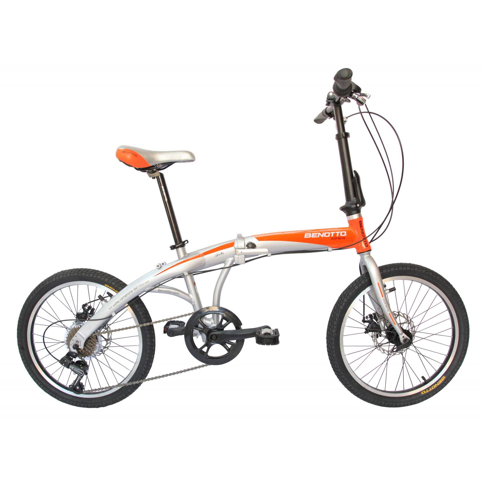 Bicicleta Plegable Athens Alum R20 7v Plata/naranja Benotto