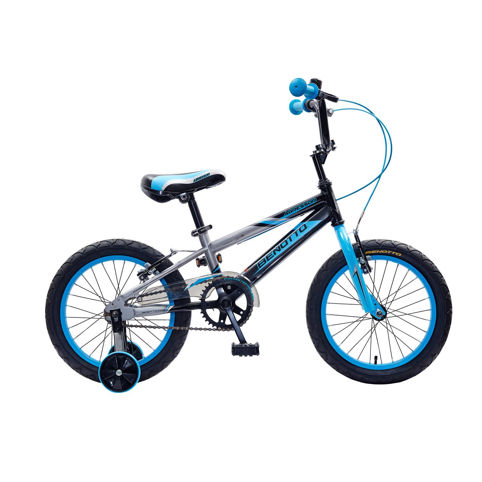 Bicicleta Benotto Agressor Cross Acero R16 Niño Neg/Gris/Azu