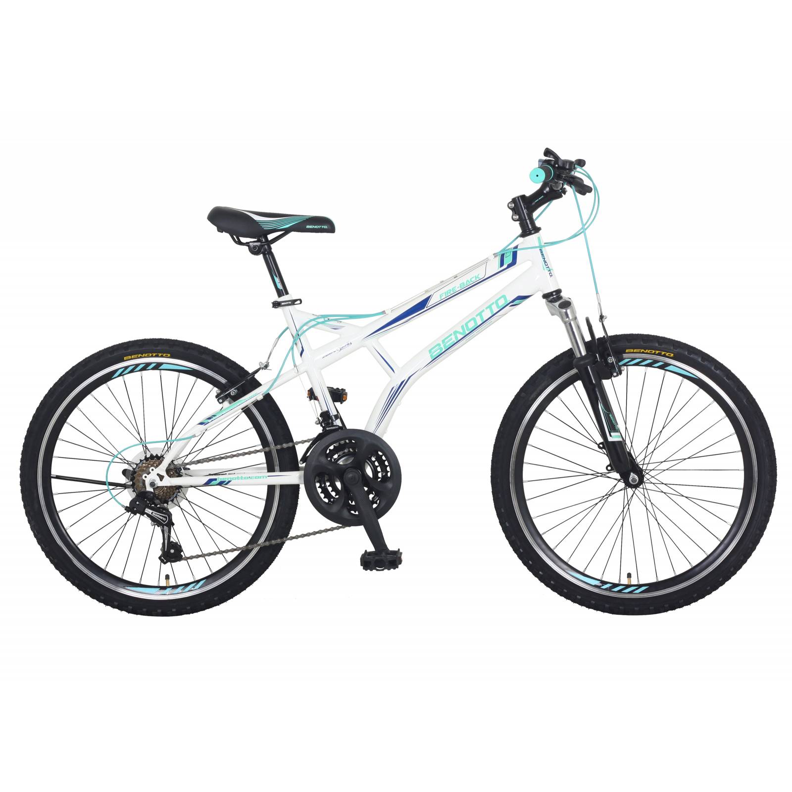 Bicicleta Benotto Fireback MTB Acero R24 21V Hombre Shim Bco