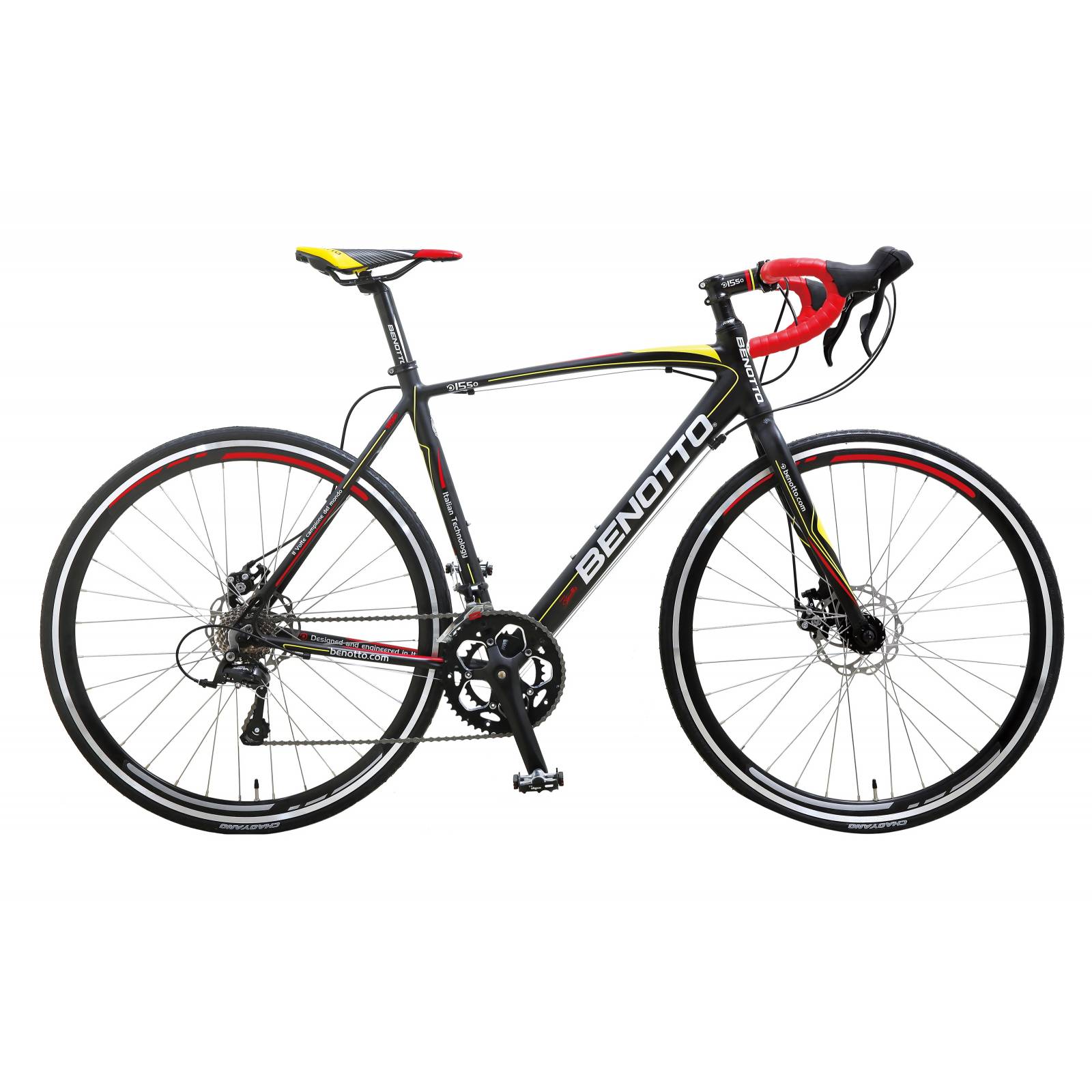 Bicicleta Benotto 1550 Ruta Aluminio R700C 18V Shimano Frenos Doble Disco Carrera Negra 53