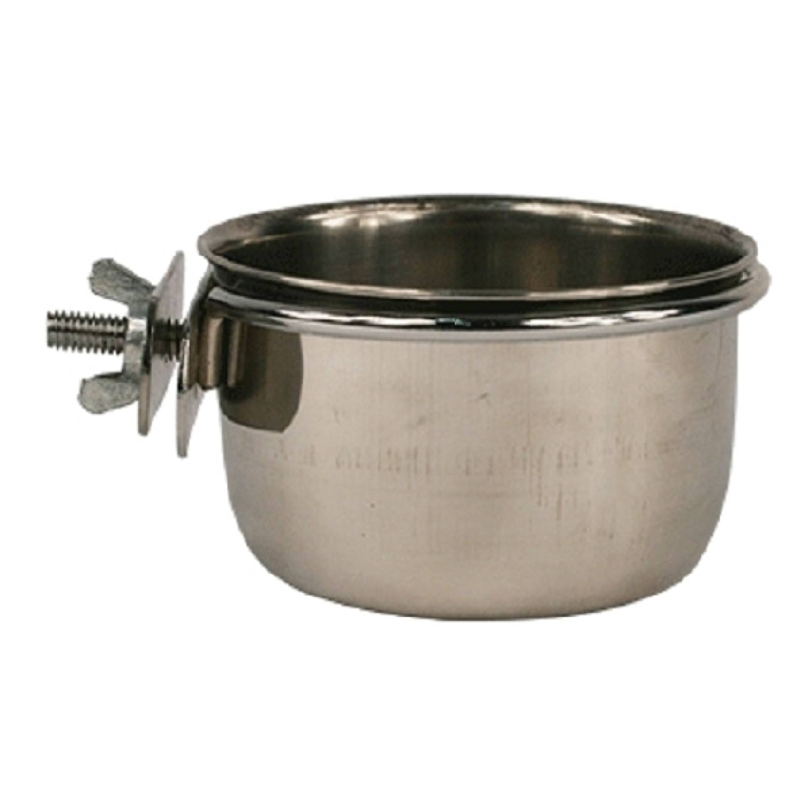 TAZA ACERO INOXIDABLE ABRAZADERA JAULA LORO 5 Oz FANCY PETS