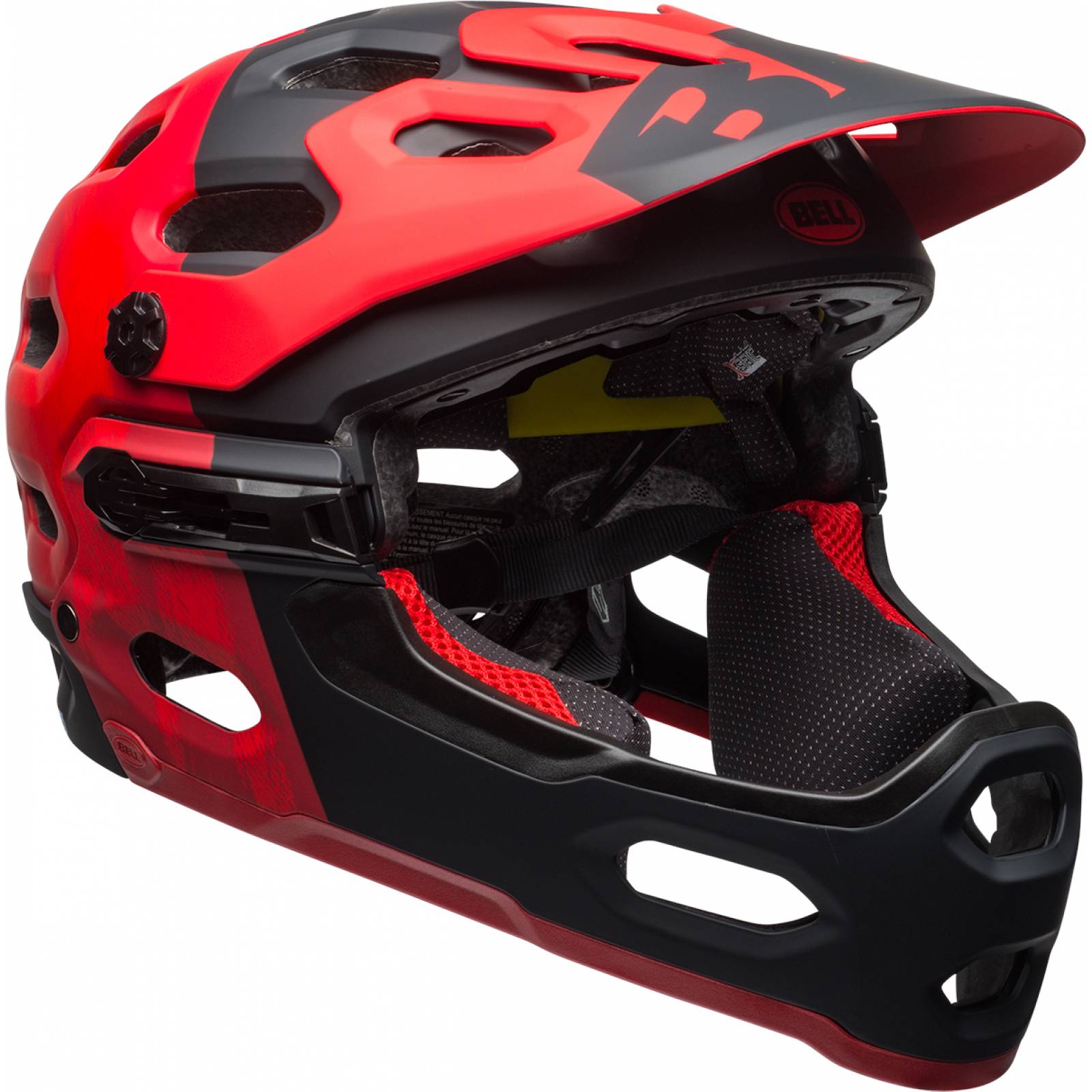 Casco para bicicleta BELL Montaña SUPER 3R MIPS Rojo/Negro Negro Talla:S(52-56cm) con Mandibula Romovible