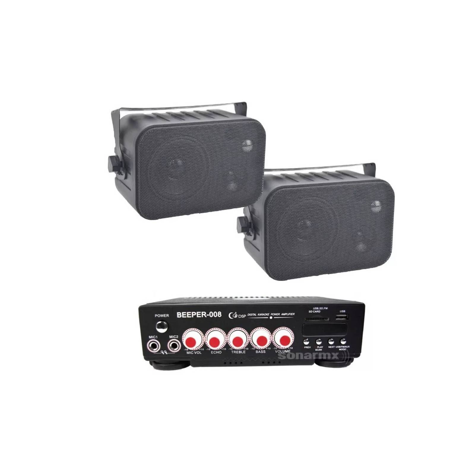 amplificador 2 bocinas ambientales exterior bluetooth usb amplificador 2 bocinas ambientales exterior bluetooth usb