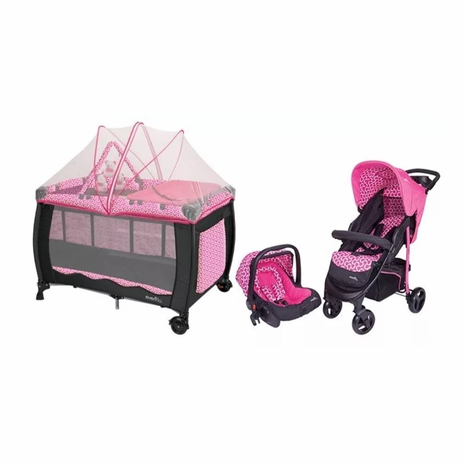juego de carreola portabebe y corral para muñecas
