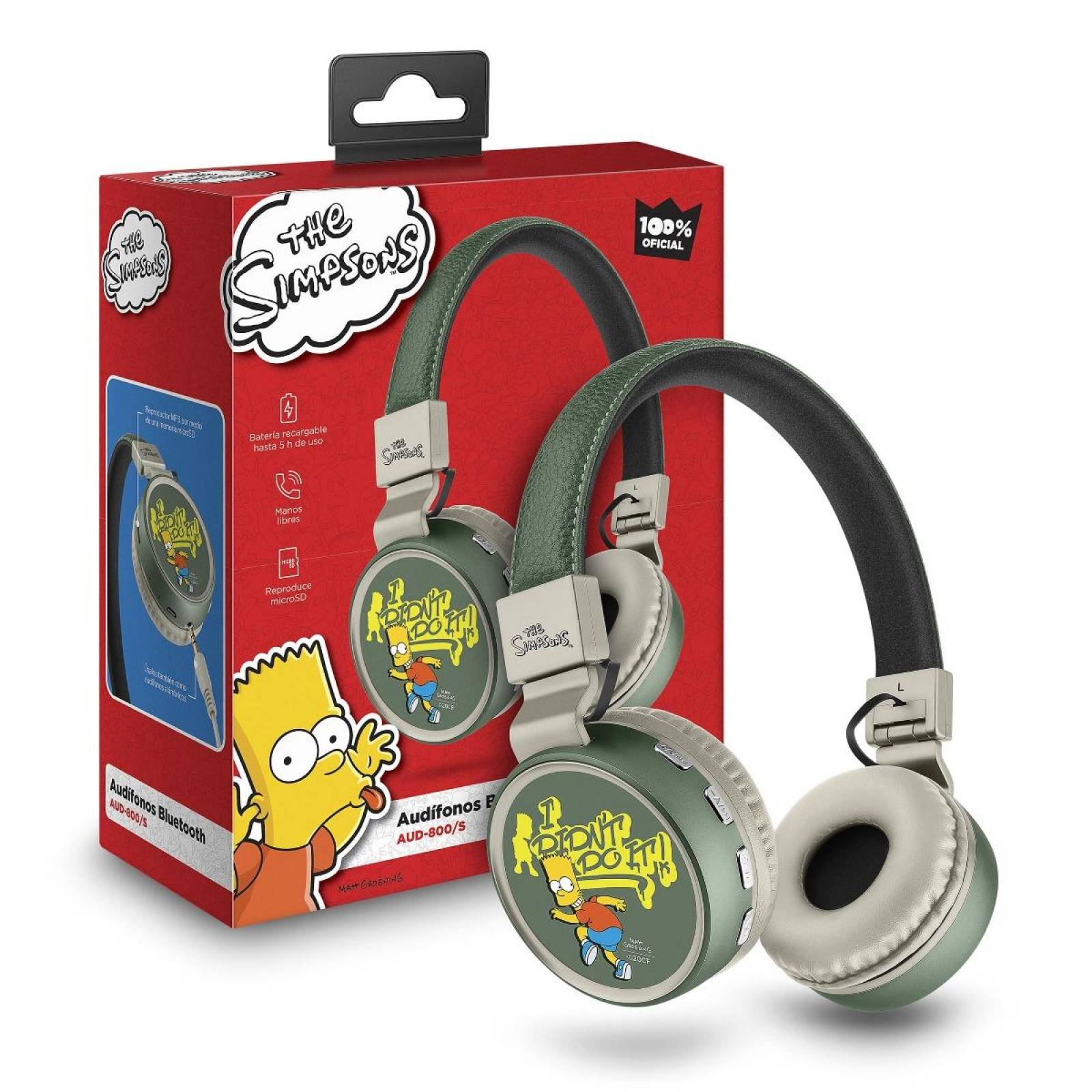 Audífonos Bluetooth con reproductor MP3 The Simpsons-Bart 