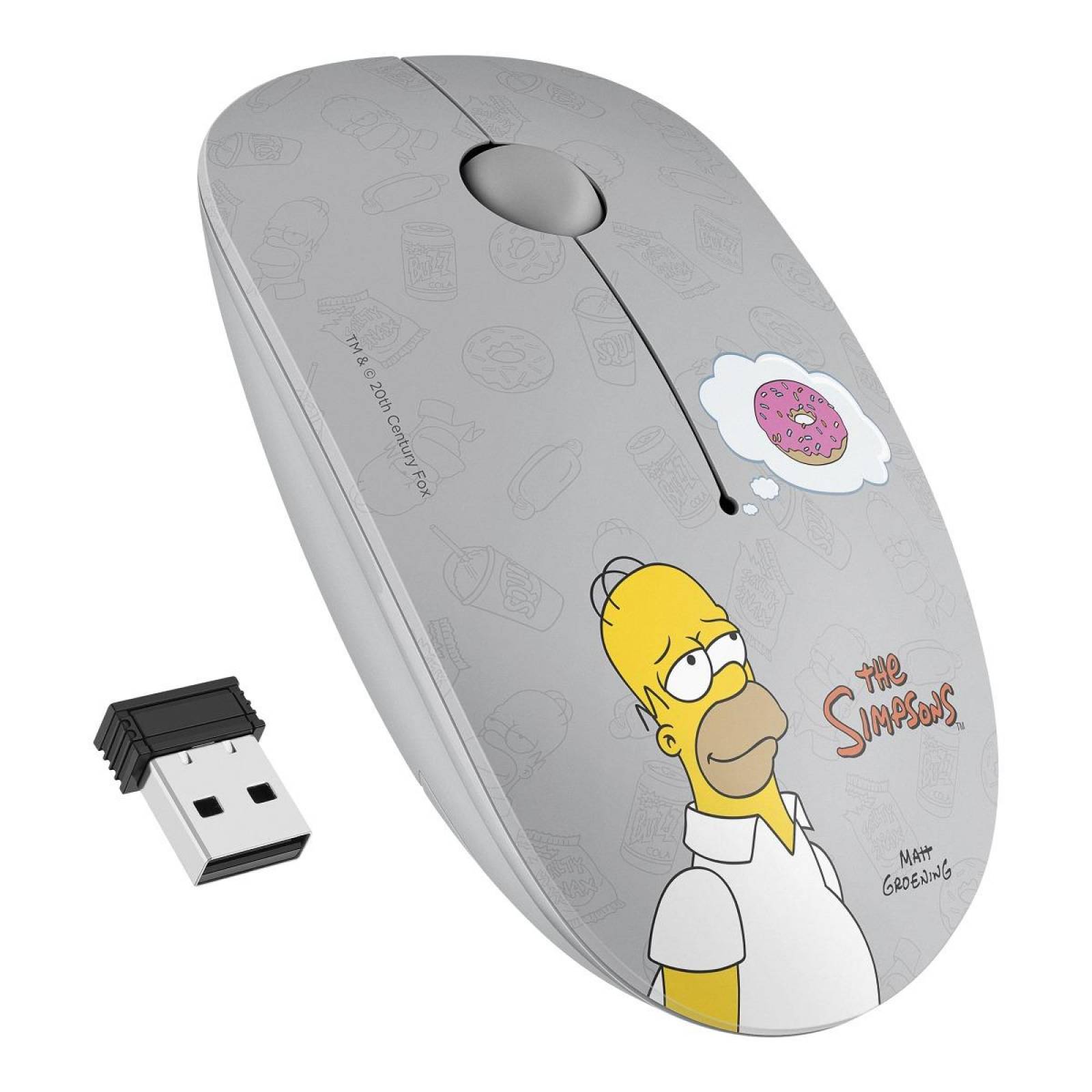 Mouse inalámbrico 1600 DPI The Simpsons-HomeroDonut 