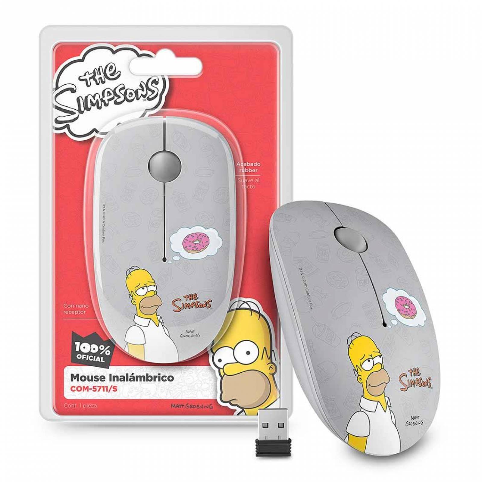 Mouse inalámbrico 1600 DPI The Simpsons-HomeroDonut 