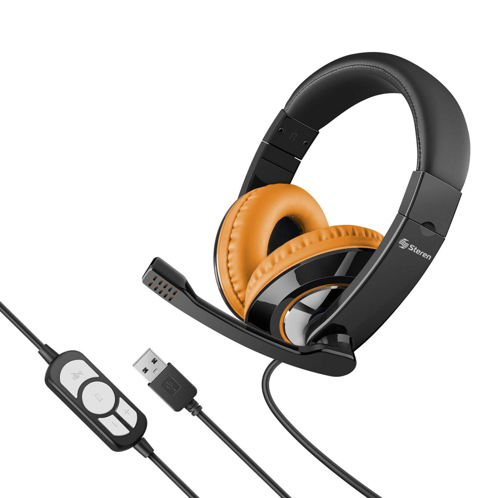Steren Audífonos multimedia USB ultraconfort Naranja AUD-536NA 