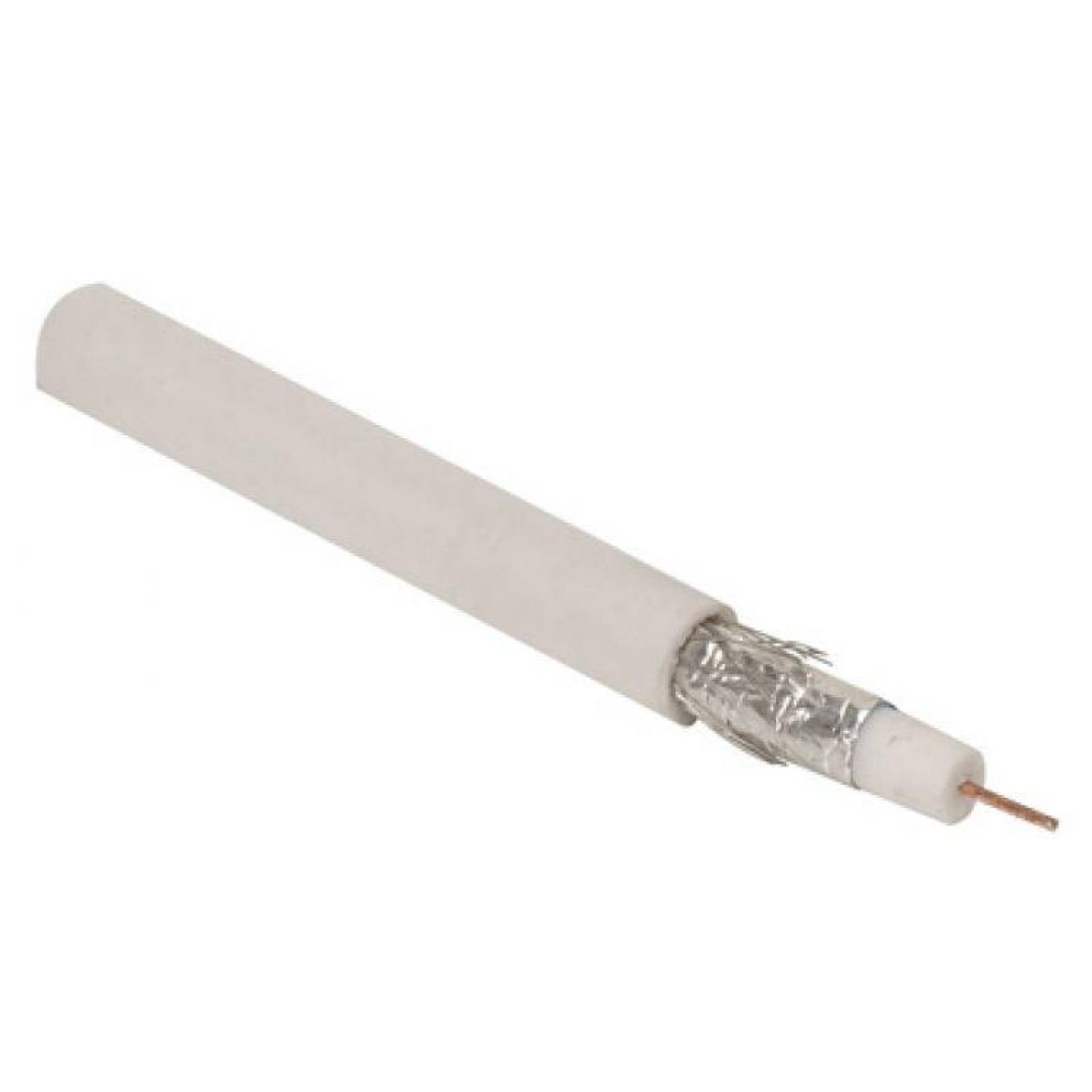 Cable coaxial RG6, 50% malla de aluminio sin estañar, blanco 