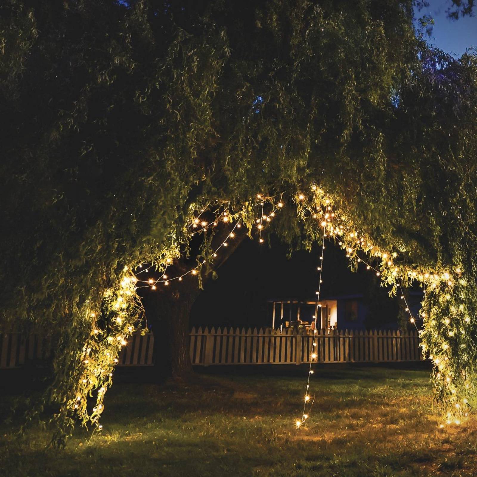 Serie LED decorativa 22 m panel solar batería recargable exterior 