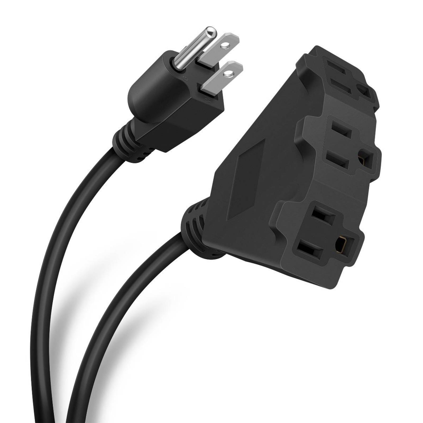 Extensión polarizada de 3 contactos, para uso rudo, de 8 m, negra 