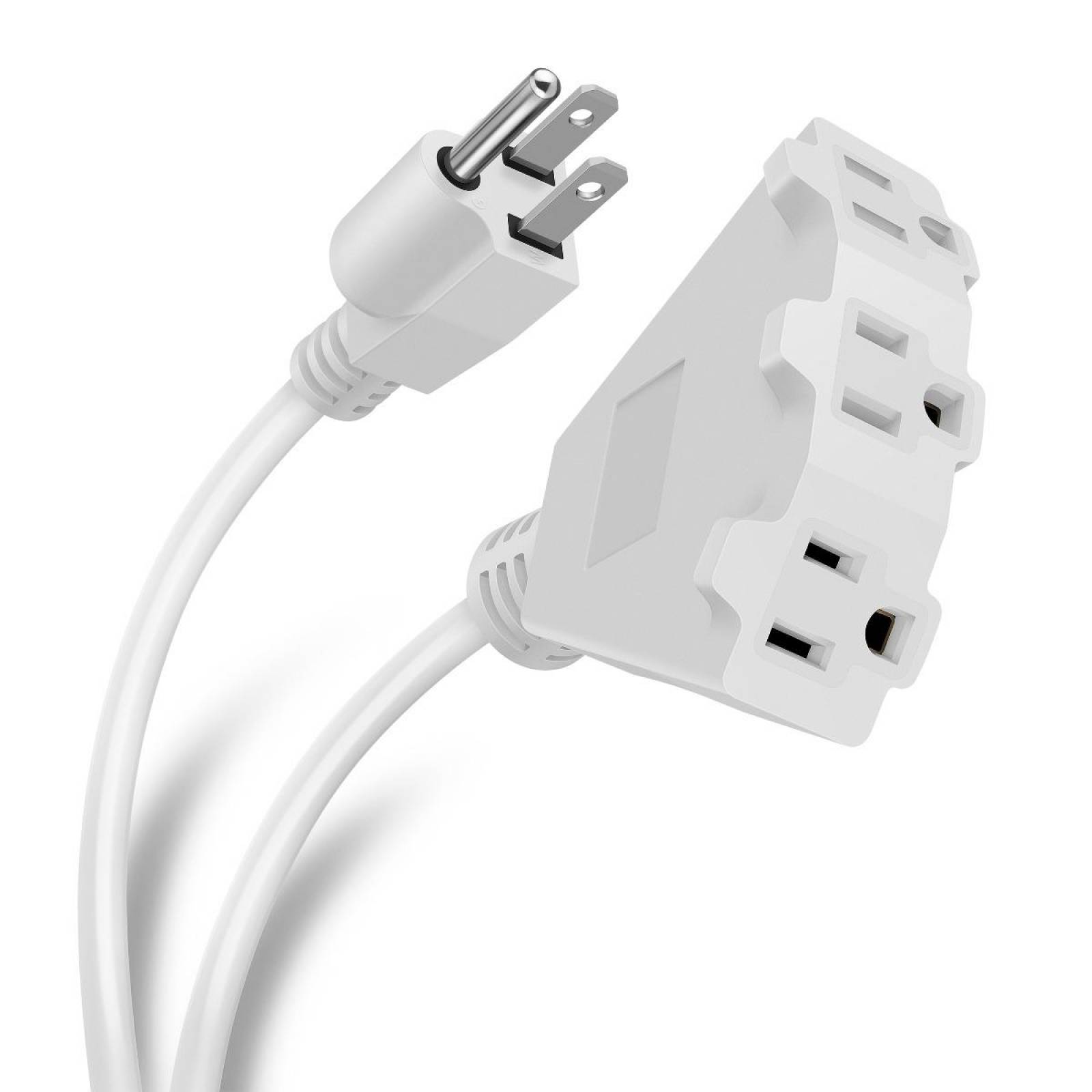 Extensión polarizada de 3 contactos, para uso rudo, de 3 m, blanca 