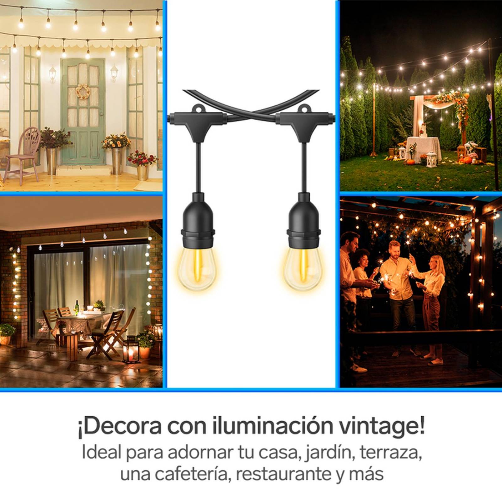 Serie LED vintage de 12 focos para exterior MODLED-300 