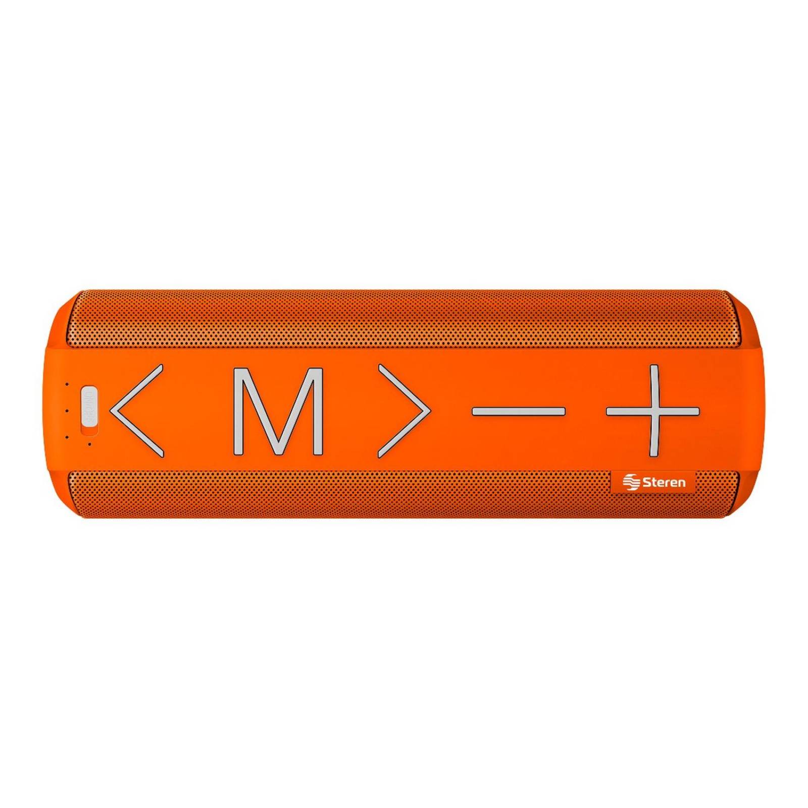 Bocina Bluetooth tipo mini torre con reproductor microSD y radio FM, naranja