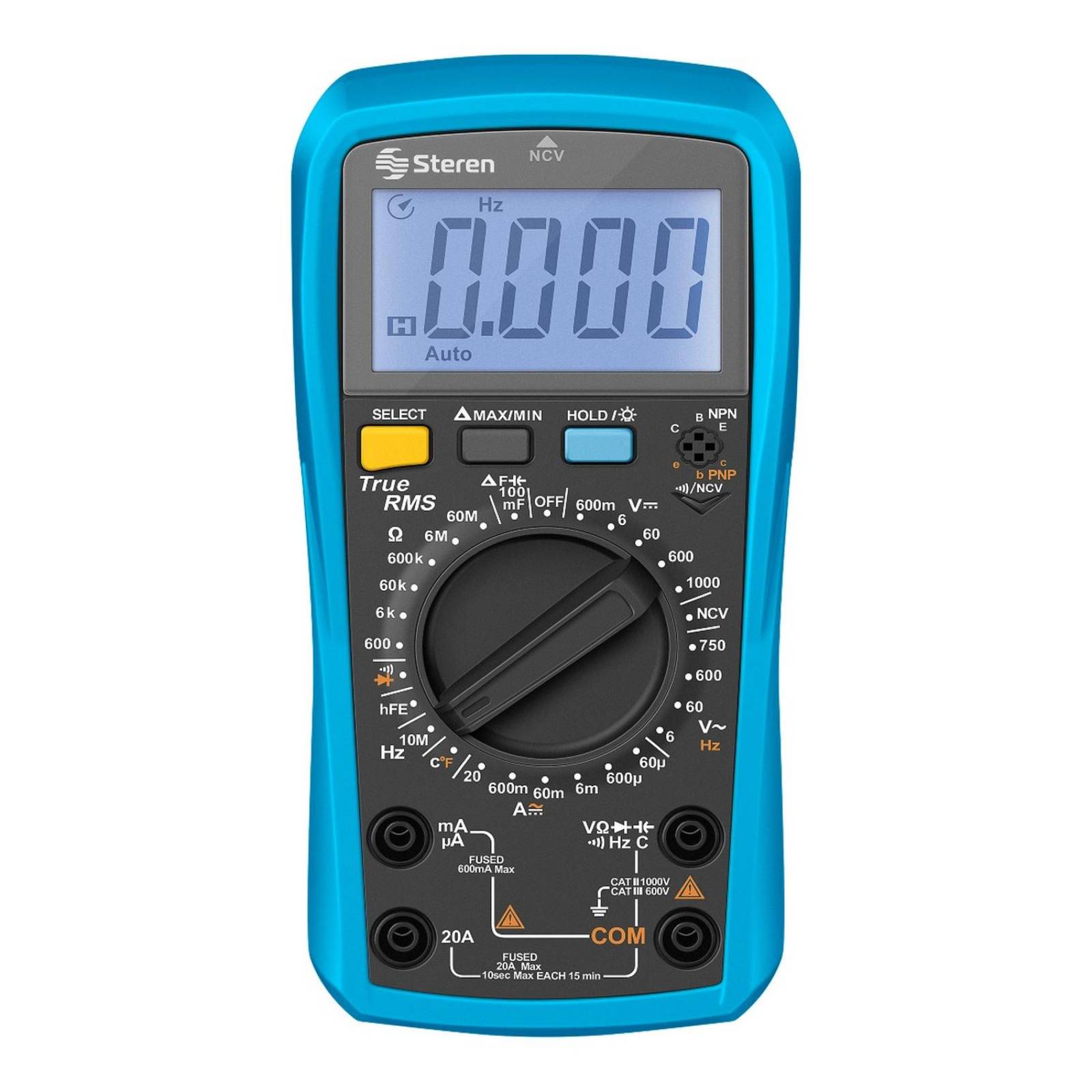 Multímetro profesional RMS con detector de voltaje sin contacto (NCV) 