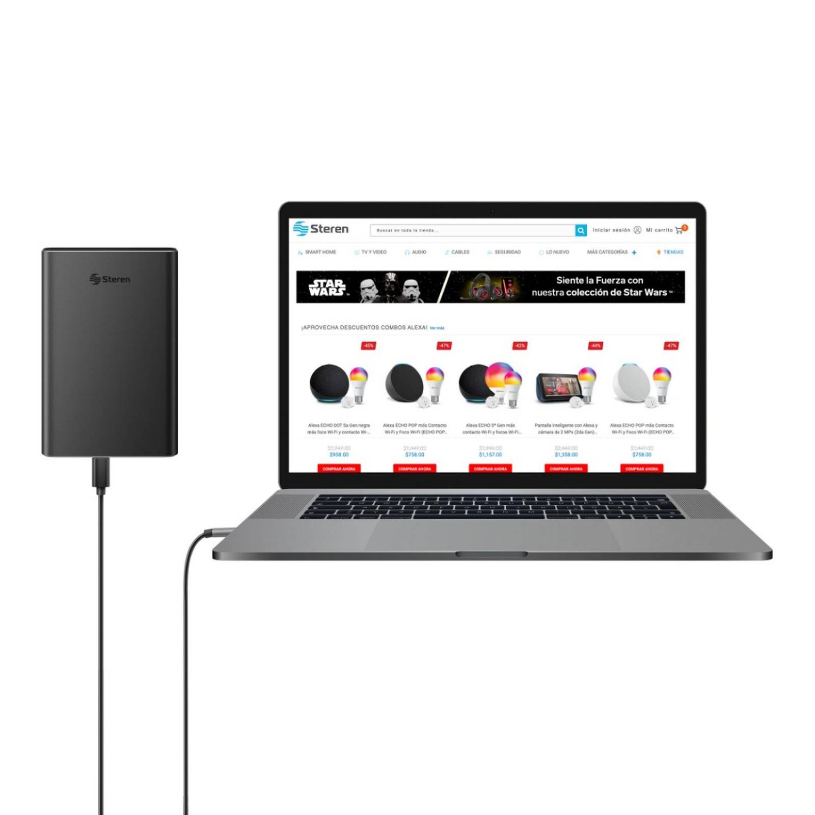 Power Bank de 24,000 mAh PD 100 W / QC 18 W con 1 salida USB C y 2 salidas USB 