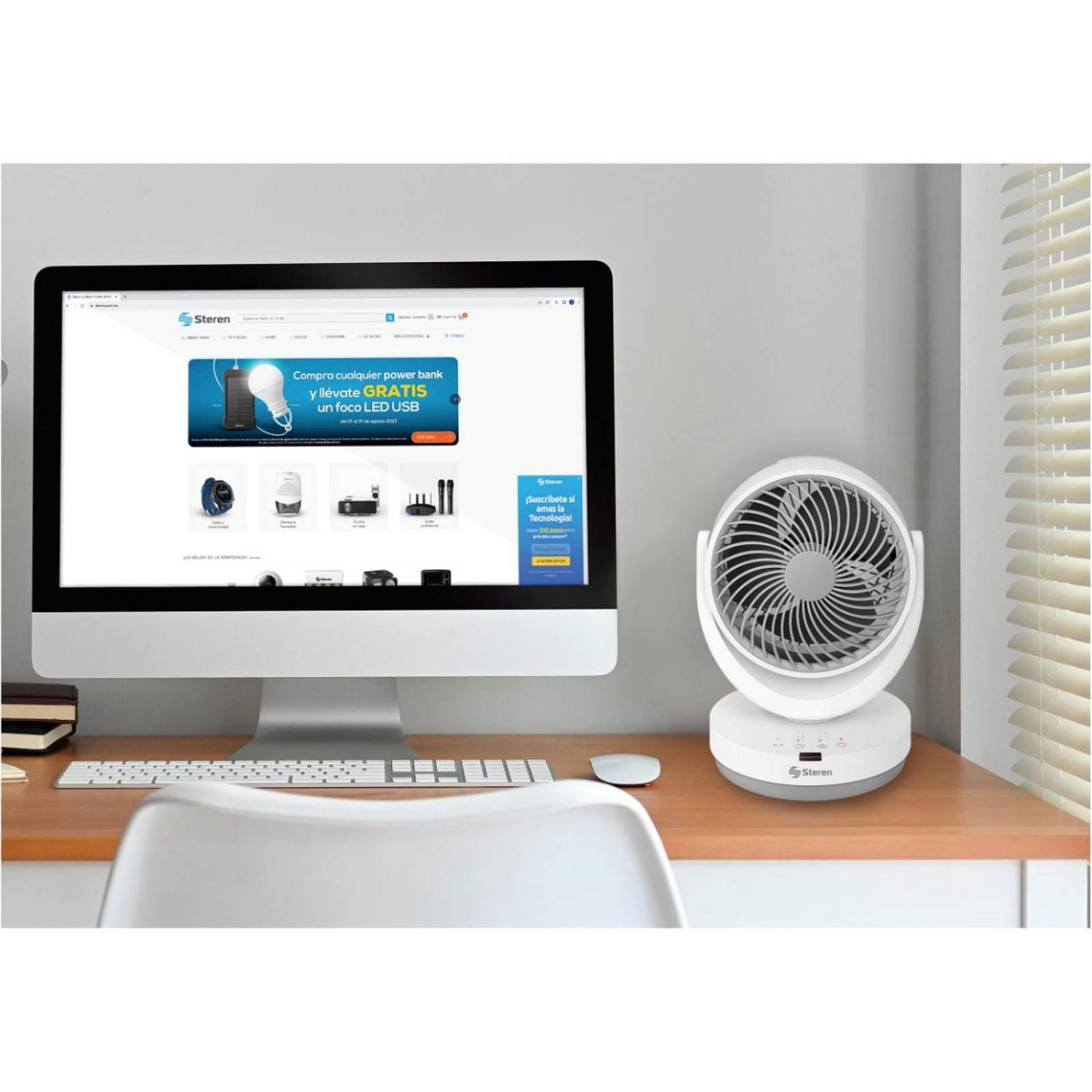 Ventilador oscilante con ajuste de velocidad y temporizador, para escritorio 