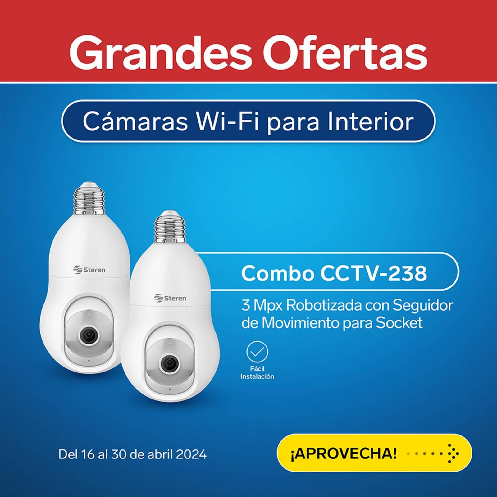 2 Cámaras de seguridad Wi-Fi* 3 Mpx robotizadas con seguidor de movimiento para socket 