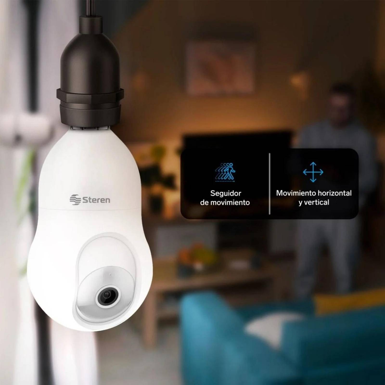 2 Cámaras de seguridad Wi-Fi* 3 Mpx robotizadas con seguidor de movimiento para socket 