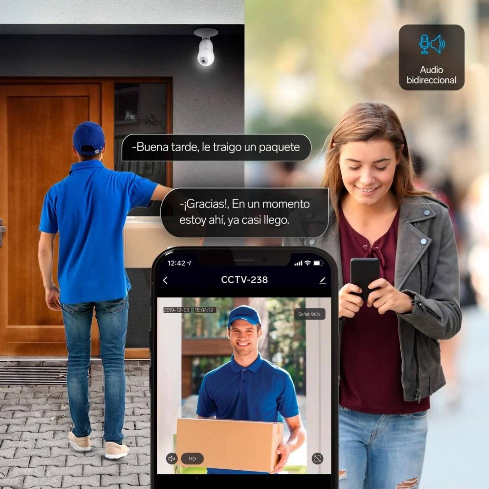 2 Cámaras de seguridad Wi-Fi* 3 Mpx robotizadas con seguidor de movimiento para socket 