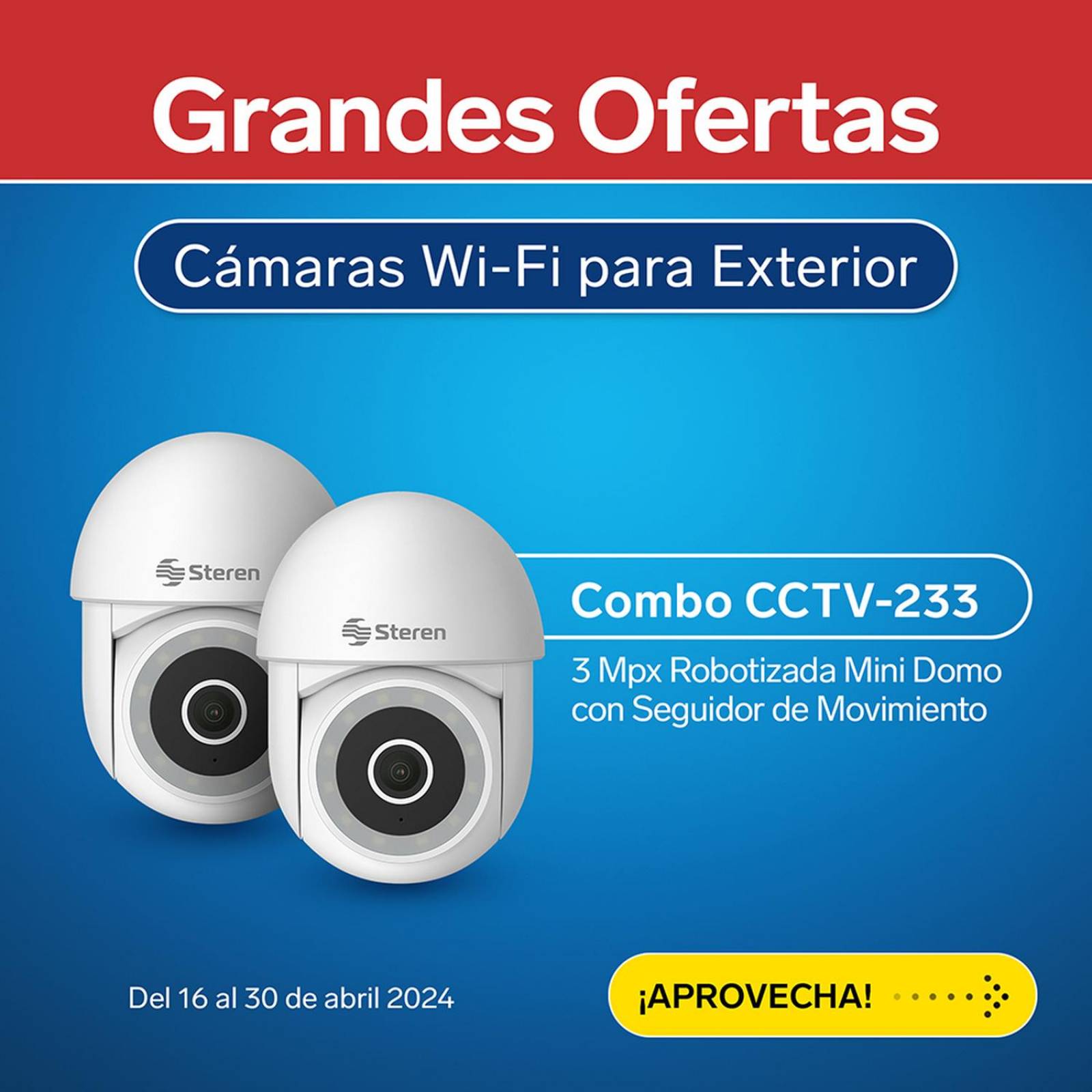 Mini cámara de seguridad Wi-Fi* 3 Mpx robotizada con seguidor de movimiento, para exterior 