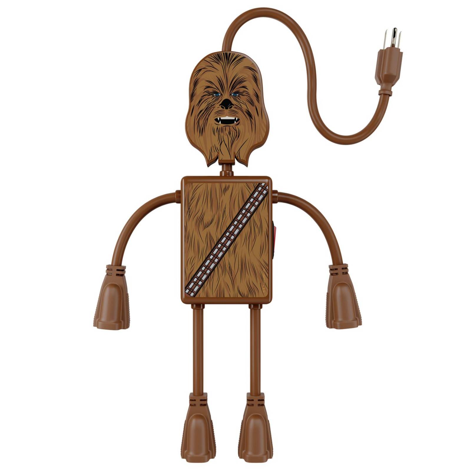 Multicontactos de 4 salidas flexibles con figura de Star Wars modelo Chewbaca 