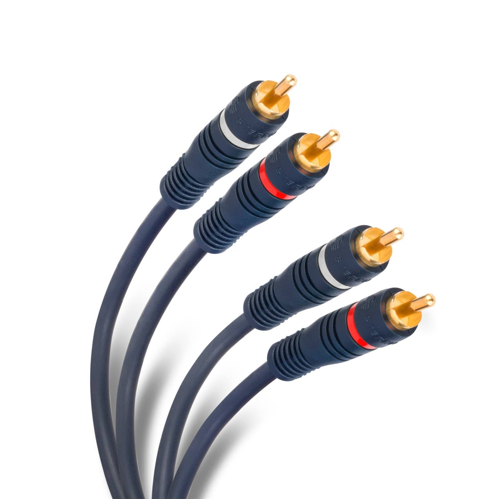 Cable 2 plug RCA a 2 plug RCA de 1,8 m, reforzado, con conectores dorados 