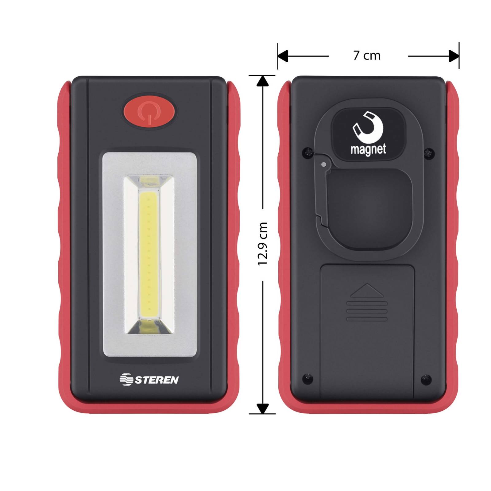 Lámpara LED portátil con imán, gancho y base abatible