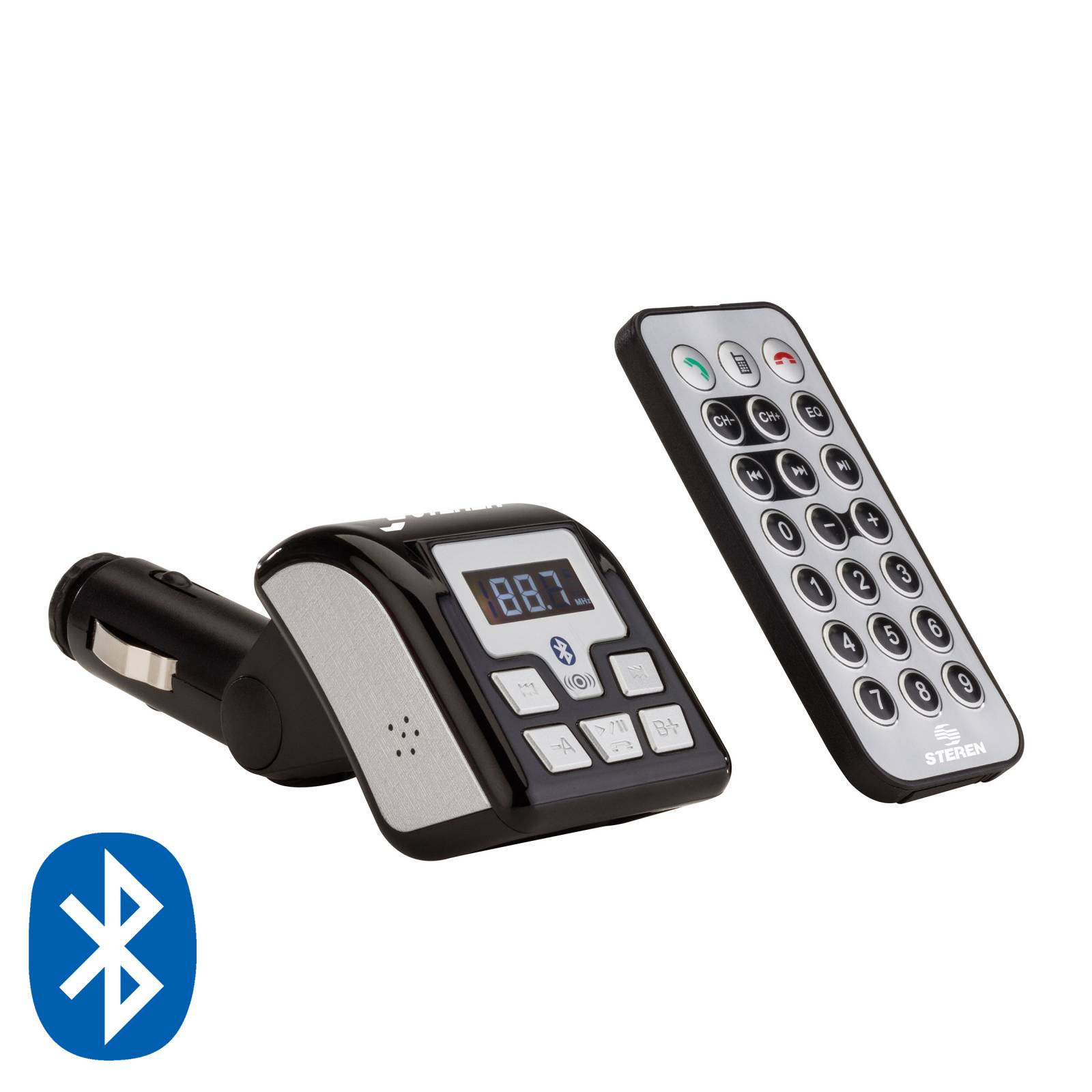 Manos libres Bluetooth y transmisor FM para autoestéreo