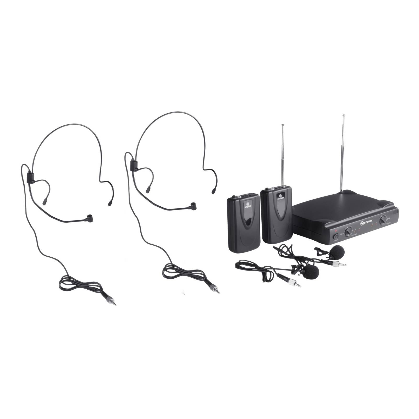 Sistema de 2 micrófonos inalámbricos VHF, de solapa y nuca Wr-058 