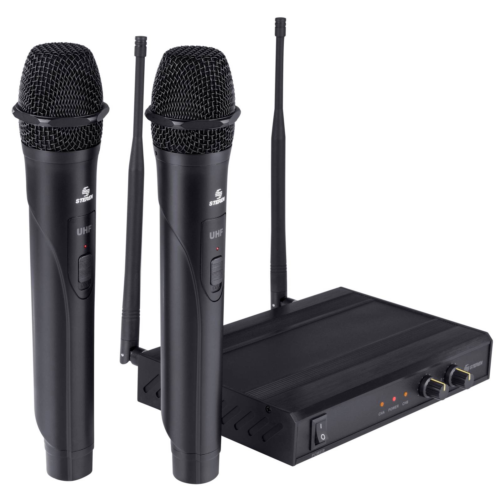 Sistema profesional de 2 micrófonos inalámbricos UHF