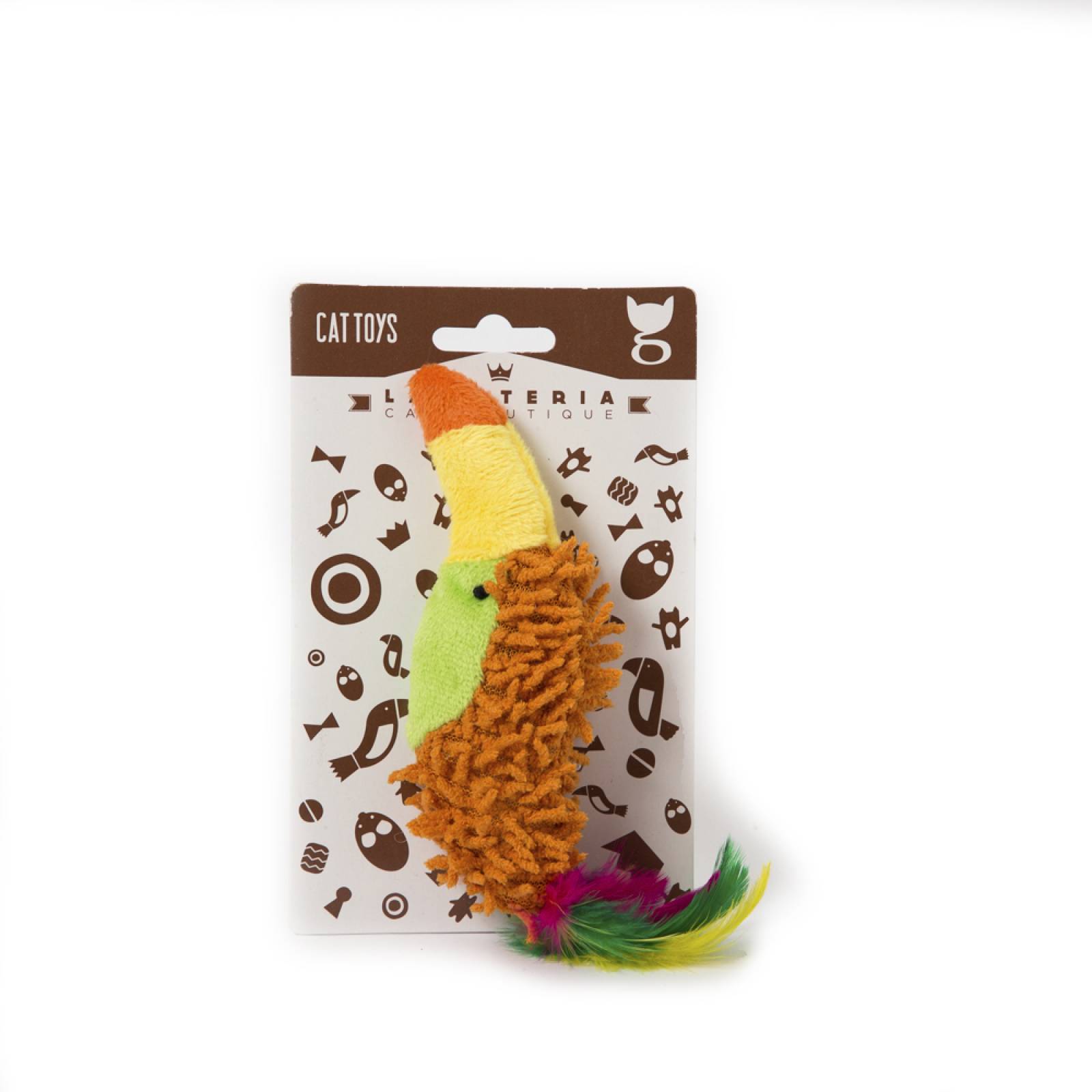 Juguete de tela y plumas para gato Tucán La Gateria
